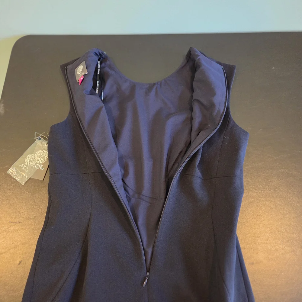 Vince Camuto NWT Navy Jewel Embellished Neckline Sheath Dress Size 8 - Picture 11 of 11